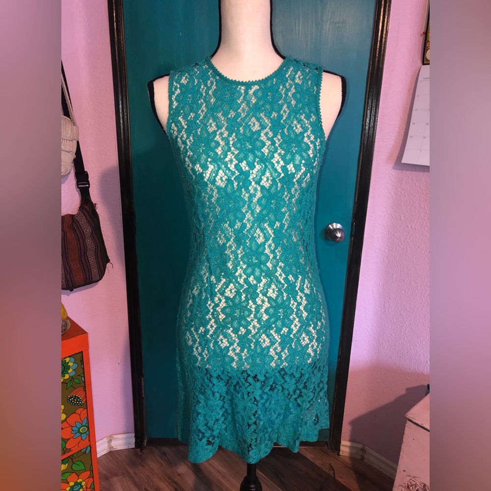 3/$12 Turquoise Boho Lace Dress/ Bikini Cover